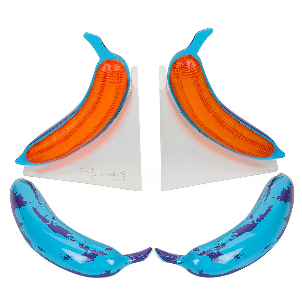Andy Warhol 10” Lustre Gloss Resin Bookends - Blue Banana - Image 3