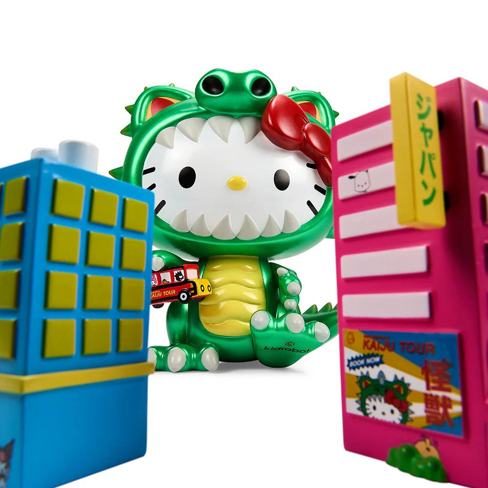 Hello Kitty® Kaiju Cosplay 8" Vinyl Art Figure - Metallic Green Edition - Image 14