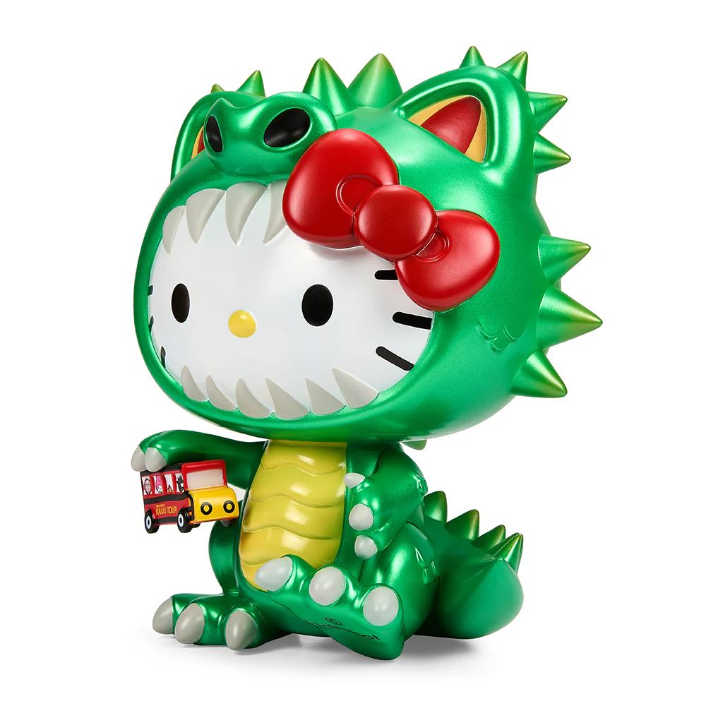 Hello Kitty® Kaiju Cosplay 8" Vinyl Art Figure - Metallic Green Edition - Image 3